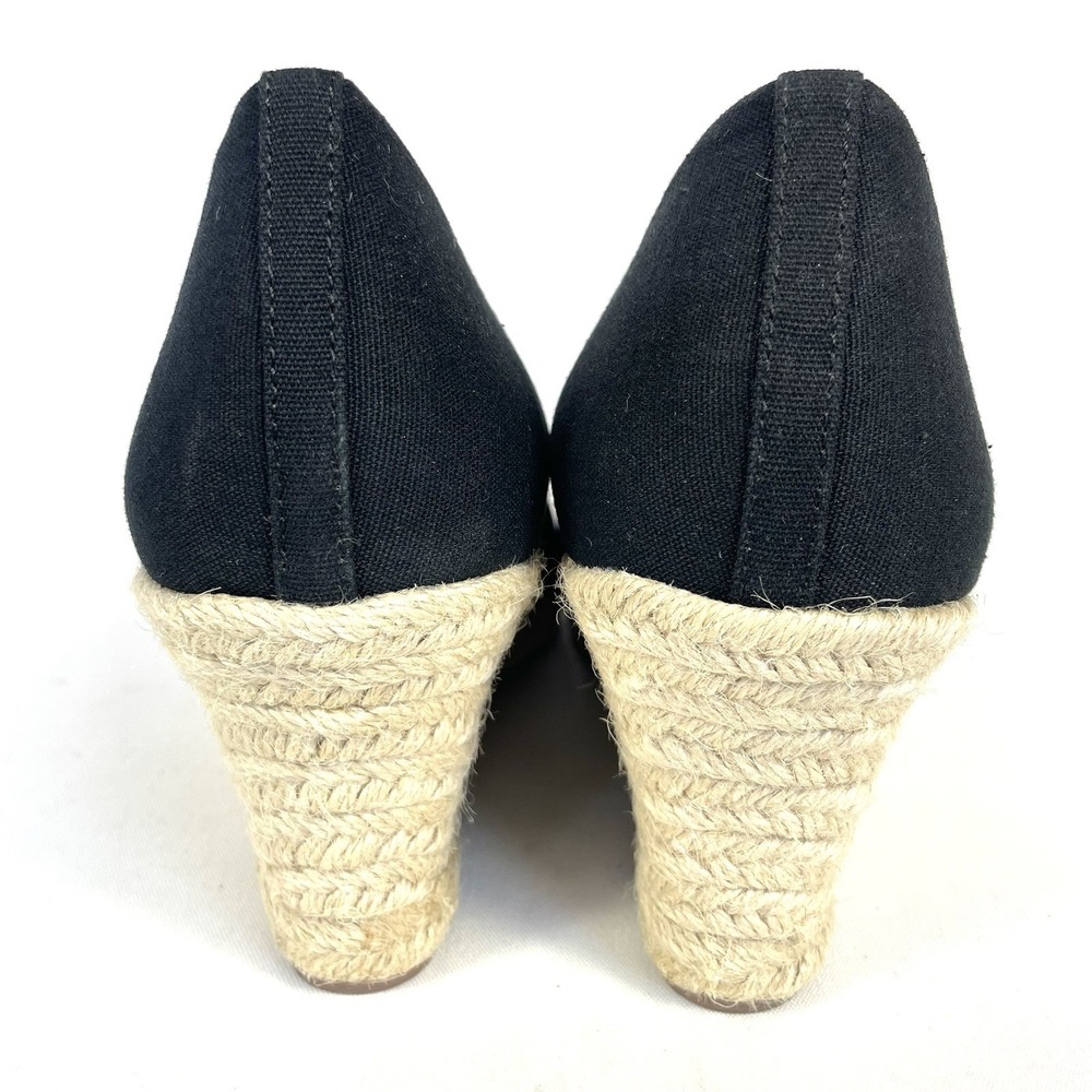 J.Crew AL003 Black Canvas Espadrille Wedge Heels Womens 11 NWT - Picture 6 of 9